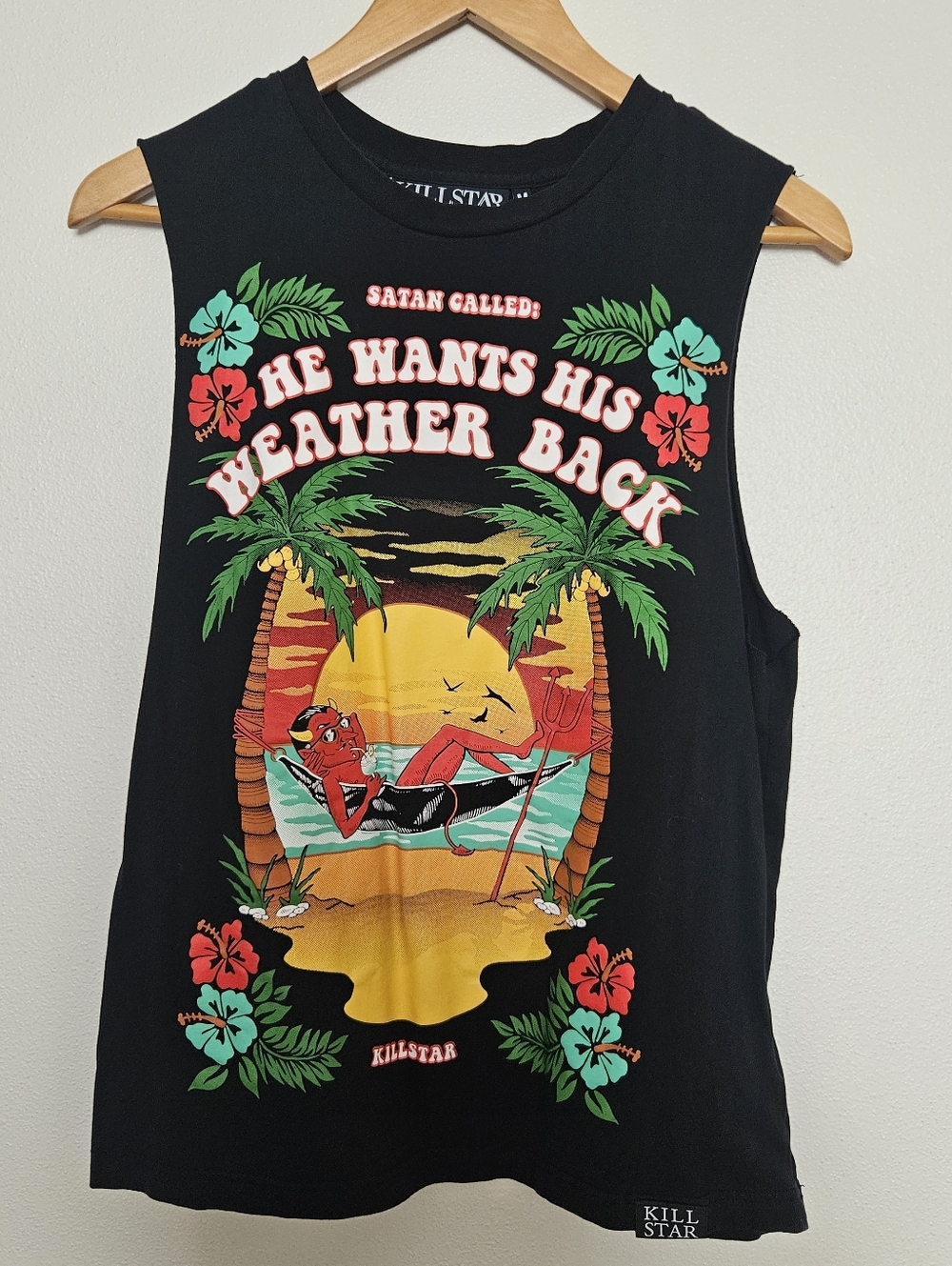 KILLSTAR Black Sleeveless Satan Graphic Tank Top Medium Unisex